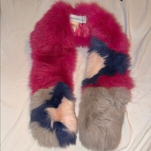 Luxurious Pink and Gray Real Fox Fur Scarf